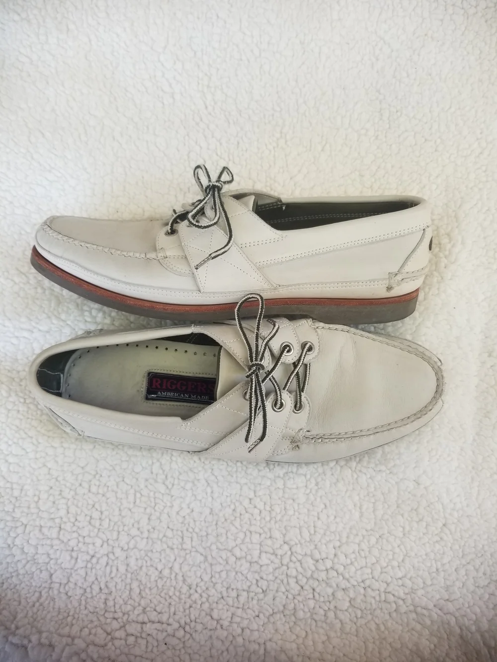 Rigger’s White Leather Men’s Boat Shoes